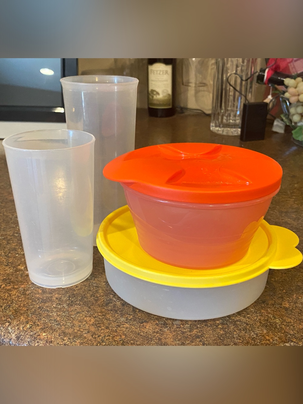 Tupperware Set - 2 Cups and 2 Bowls with Lids